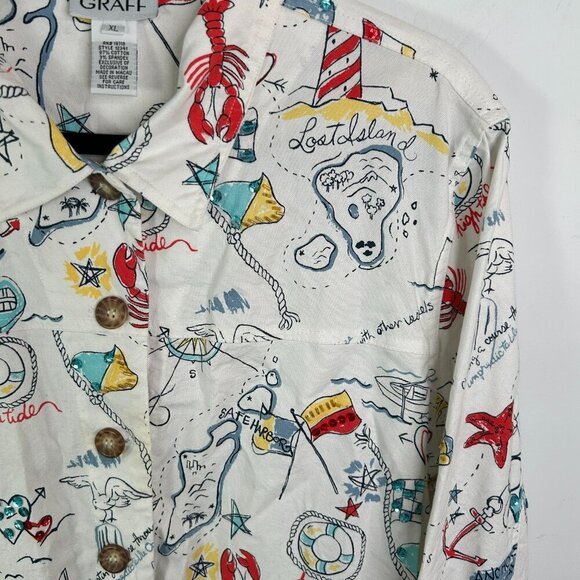 Graff Women's Button Up Beach Style Jacket Size XL - Picture 8 of 9